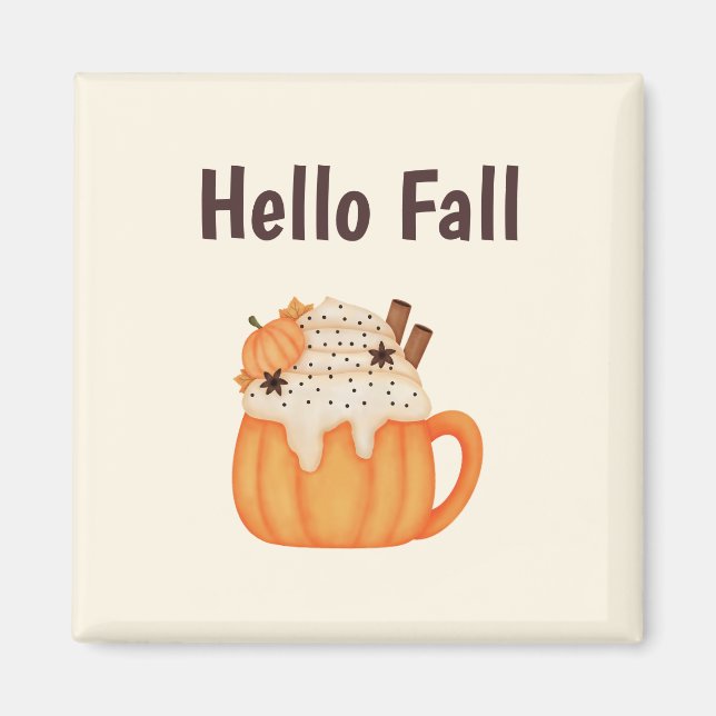 Hej Fall Pumpkin Latte Farmhouse Cute Magnet (Framsidan)