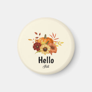 Hej Fall Pumpkin och Solros Rustic Autumn Magnet