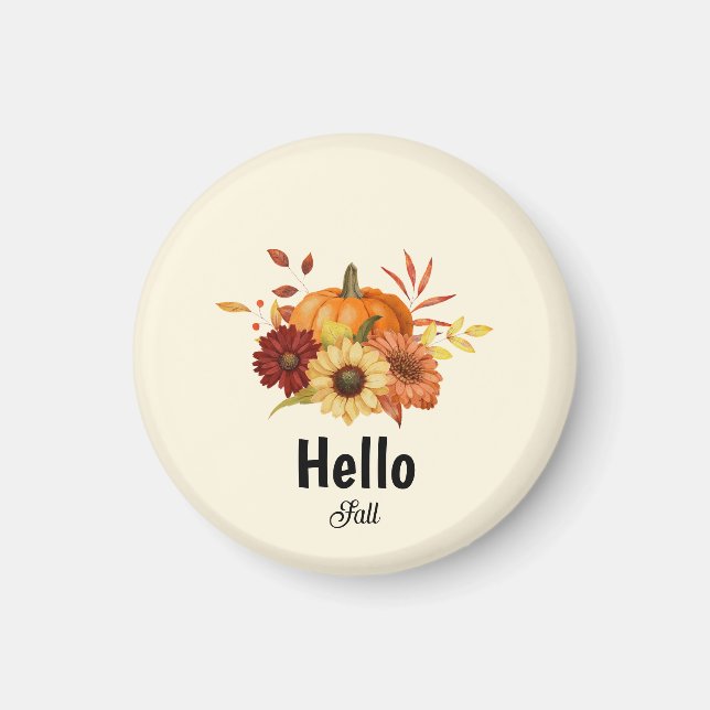 Hej Fall Pumpkin och Solros Rustic Autumn Magnet (Framsidan)