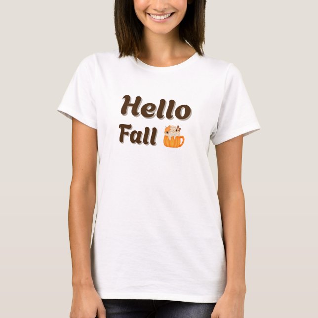 Hej Fall - Pumpkin Spice Latte Mysigt Autumn Desig T Shirt (Framsida)