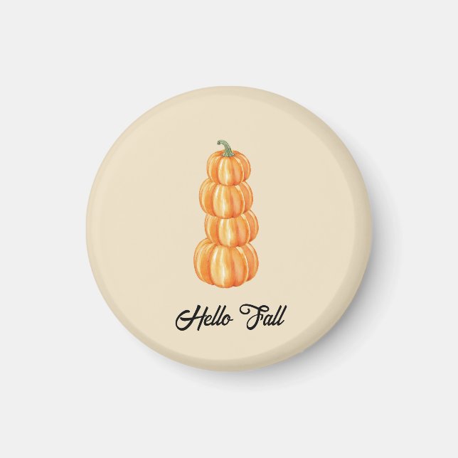 Hej Fall Pumpkin Stack Autumn Beige Magnet (Framsidan)