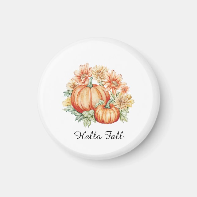 Hej Fall Pumpkins and Flowers Autumn Decor Magnet (Framsidan)