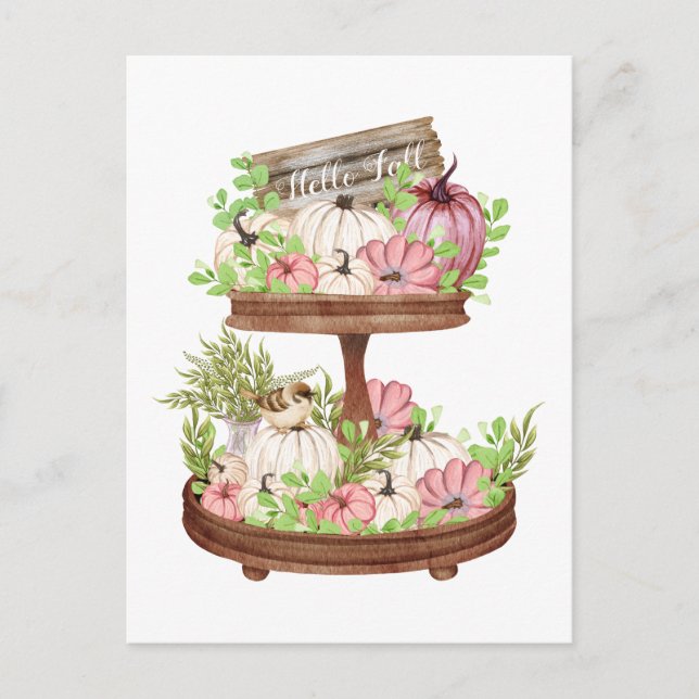 Hej Fall Pumpkins and Löv Autumn Harvest Vykort (Framsida)