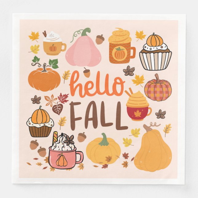 Hej Fall Pumpkins Pappersservett (Framsida)
