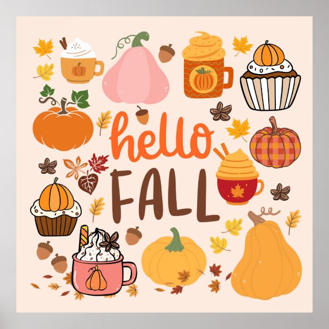 Hej Fall Pumpkins Poster (Framsidan)