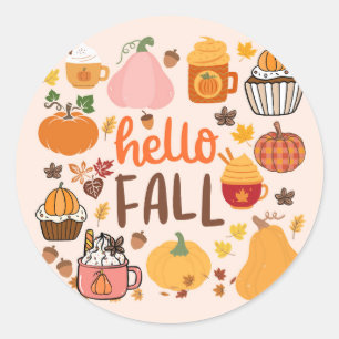 Hej Fall Pumpkins Runt Klistermärke