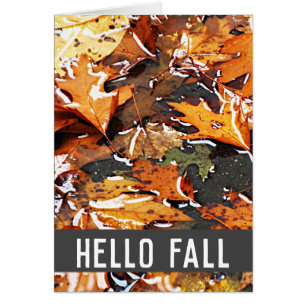 Hej Fall Rainy Löv Greeting Card Hälsningskort