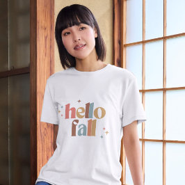 Hej Fall Retro Typografi T Shirt