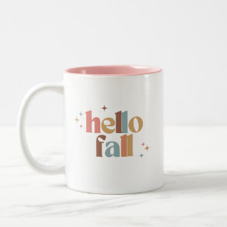 Hej Fall Retro Typografi Två-Tonad Mugg