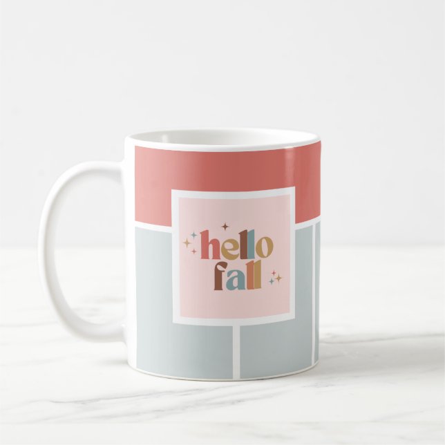 Hej Fall Retro Typography Stripe Kaffemugg (Vänster)