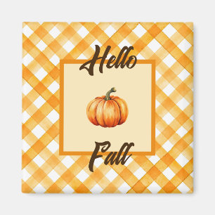 Hej Fall Rustic Orange Pumpkin Decor Magnet