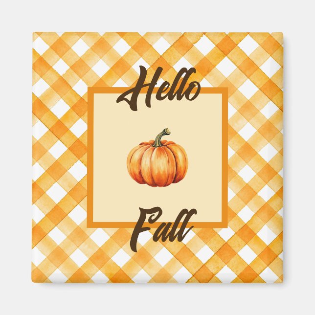 Hej Fall Rustic Orange Pumpkin Decor Magnet (Framsidan)