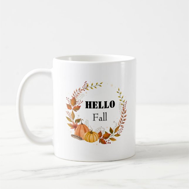 Hej Fall Rustic Pumpkin - Mysiga jordbrukshuset hö Kaffemugg (Vänster)
