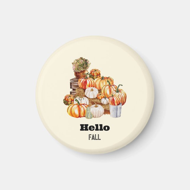 Hej Fall Rustic Pumpkins och Land hösten Magnet (Framsidan)
