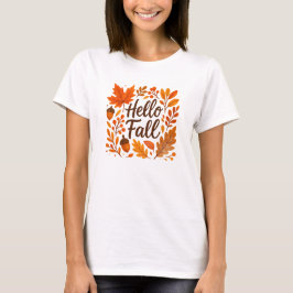 Hej Fall - Rustik design för Mysigt Orange Lövs T Shirt