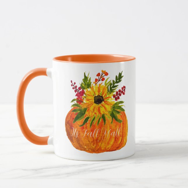 Hej Fall Sunblommor Pumpkin Autumn Rustic Mugg (Vänster)