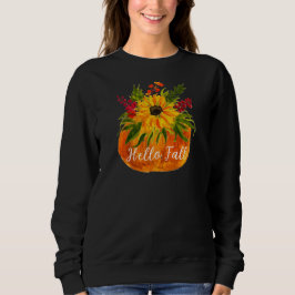 Hej Fall Sunblommor Pumpkin Autumn Rustic T Shirt