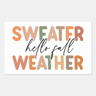 Hej Fall Sweater Weather Rektangulärt Klistermärke