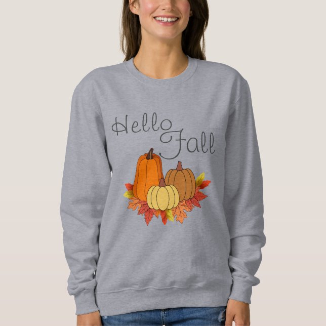 Hej Fall Sweatshirt - Redigerbar text T Shirt (Framsida)