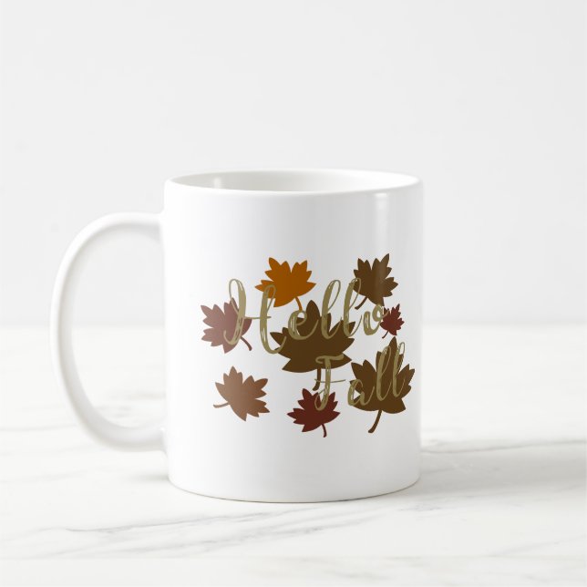 Hej Fall-vattenfärgen Höst löv oktober Kaffemugg (Vänster)
