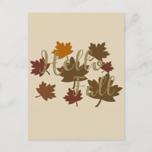 Hej Fall-vattenfärgen Höst löv oktober Vykort