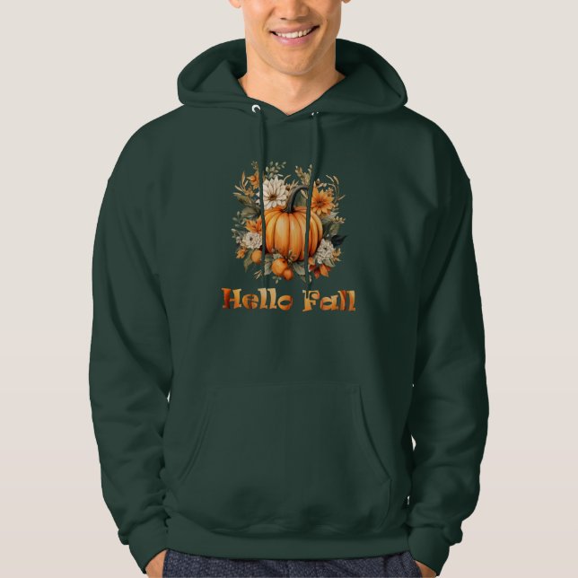Hej Fall vattenfärgssnäckor höst löv Hoodie (Framsida)