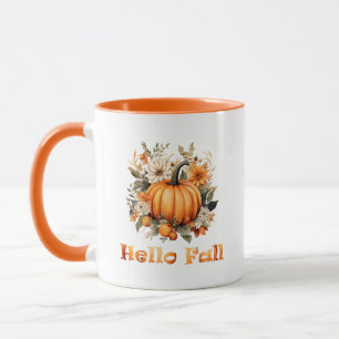 Hej Fall vattenfärgssnäckor höst löv Mugg