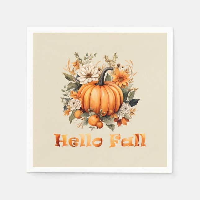 Hej Fall vattenfärgssnäckor höst löv Pappersservett (Framsidan)