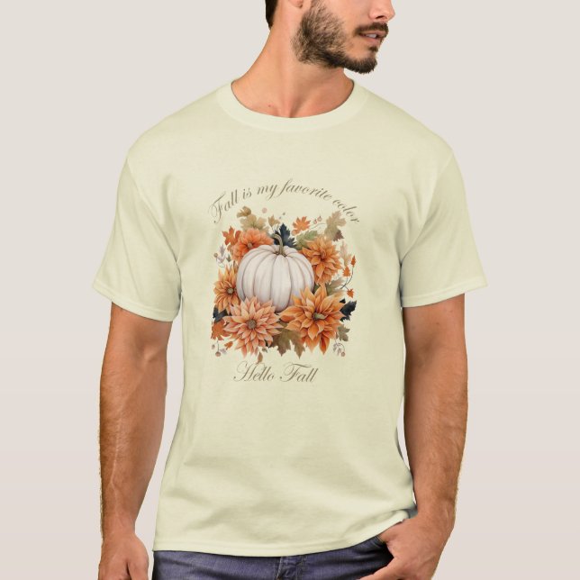 Hej Fall vattenfärgssnäckor höst löv T Shirt (Framsida)
