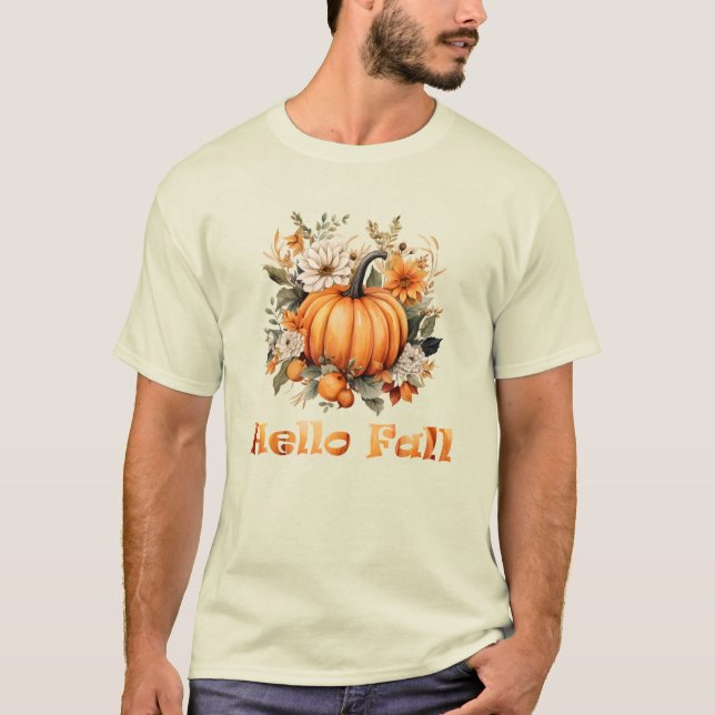 Hej Fall vattenfärgssnäckor höst löv T Shirt (Framsida)