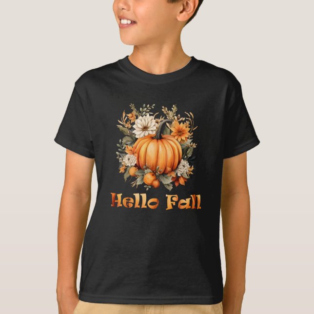 Hej Fall vattenfärgssnäckor höst löv T Shirt (Framsida)