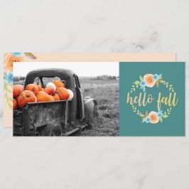 Hej Fall Watercolor Photo Greeting Card Inbjudningar