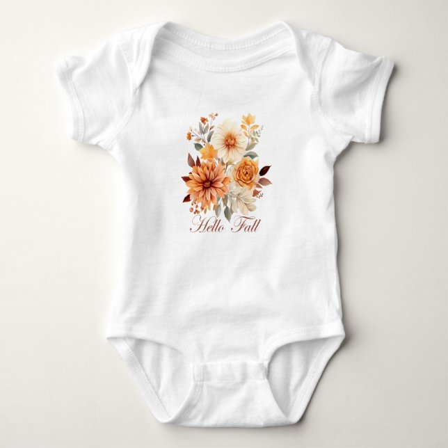 Hej fall Watercolor wildblommor löv hösten T Shirt (Framsida)
