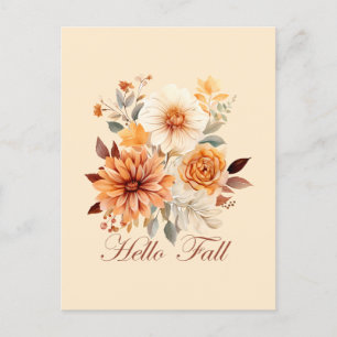 Hej fall Watercolor wildblommor löv hösten Vykort