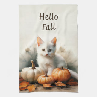 Hej Fall White Kitten Kitchen Towel Kökshandduk