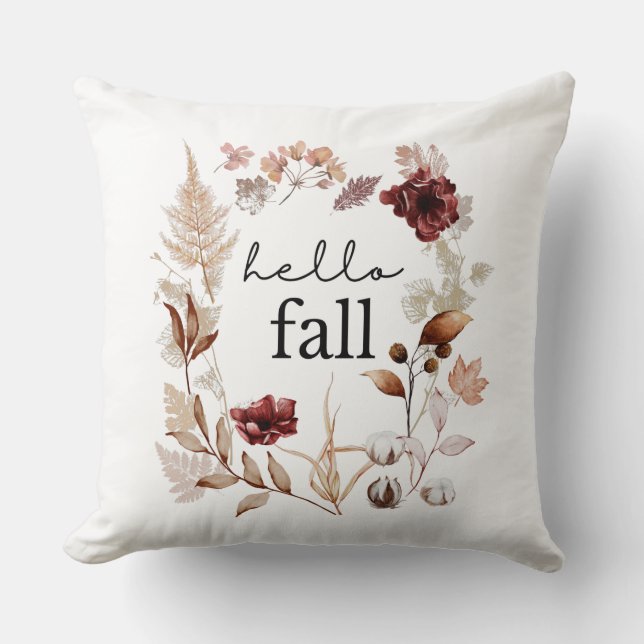 Hej Fall Wildblomma och Höst löv Kudde (Framsida)