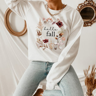 Hej Fall Wildblomma och Höst löv Sweatshirt T Shirt