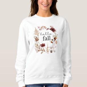 Hej Fall Wildblomma och Höst löv T Shirt