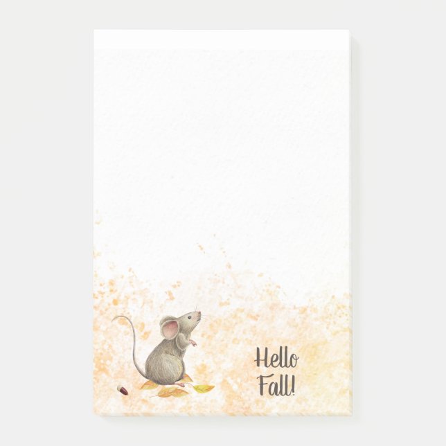 Hej Fall Woodland Mouse Post-it Block (Framsida)
