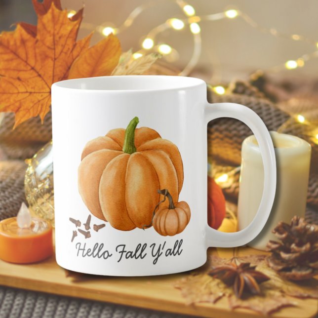 Hej Fall Y all Pumpkin Spice Mysigt höst Kaffemugg (Hello Fall Y'all Pumpkin Spice Cosy Autumn Coffee Mug
)