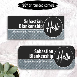 Hej Faux Diamond Plate Professional Namnbricka