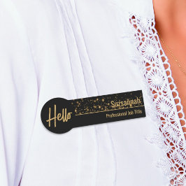 Hej Faux Guld Bokeh Black & Guld Professionell Namnbricka