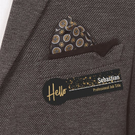 Hej Faux Guld Bokeh Black & Guld Professionell Namnbricka