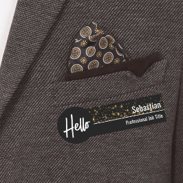 Hej Faux Guld Bokeh Black & Guld Professionell Namnbricka