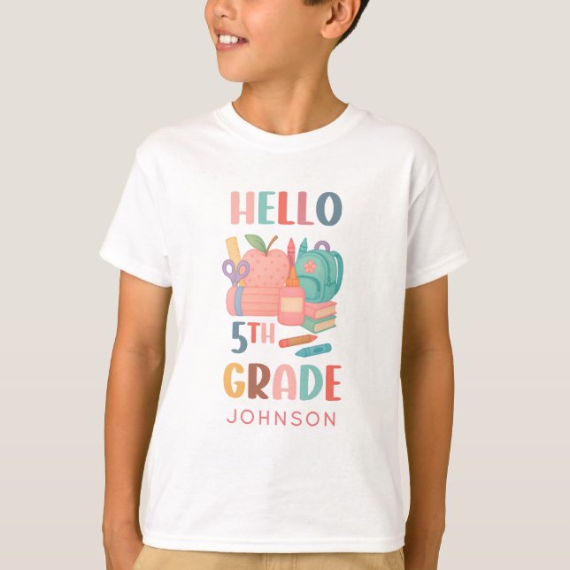 Hej Femte Klass Back to school-barnen T Shirt (Framsida)