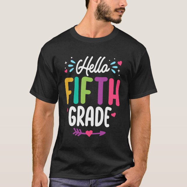 Hej Femte Klass Back to school-läraren Student T Shirt (Framsida)