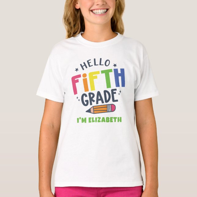 Hej femte klass back to school t shirt (Framsida)