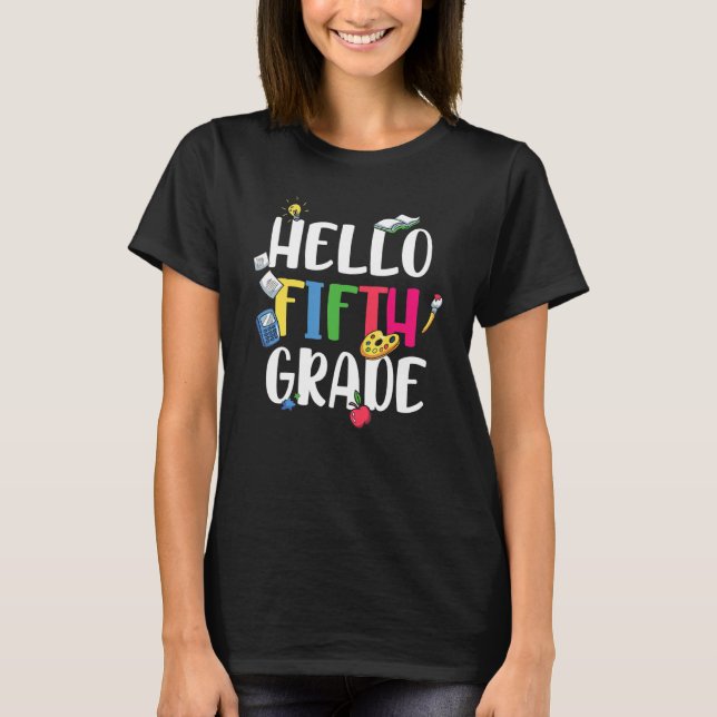 Hej Femte Klass Cute 5th Klass T Shirt (Framsida)