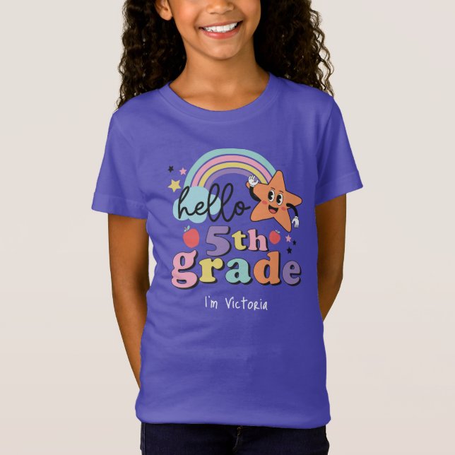 Hej Femte Klass-färgämnet grundskola T Shirt (Framsida)