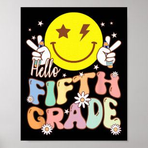 Hej Femte Klass Hippie Smile Ansikte femte Klass b Poster